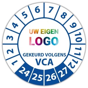 Keuringssticker gekeurd volgens VCA - Keuringsstickers op rol logo