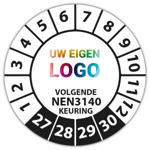 Keuringssticker volgende NEN 3140 keuring logo