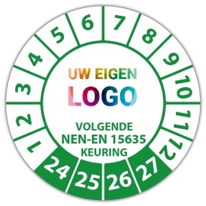 Keuringssticker volgende NEN-EN 15635 keuring - Keuringsstickers op rol logo