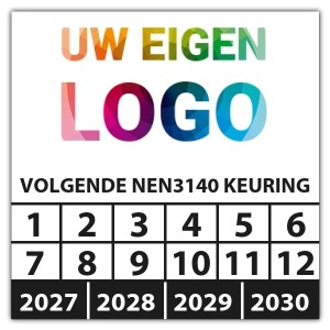 Keuringssticker volgende NEN 3140 keuring logo