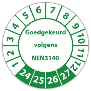 Keuringssticker Goedgekeurd volgens NEN 3140 - Keuringsstickers NEN-normen