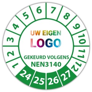 Keuringssticker gekeurd volgens NEN 3140 - Keuringsstickers op rol logo