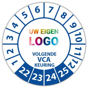 Keuringssticker volgende VCA keuring - Keuringsstickers op vel logo