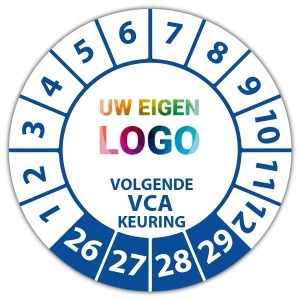 Keuringssticker volgende VCA keuring - Keuringsstickers met uw logo logo