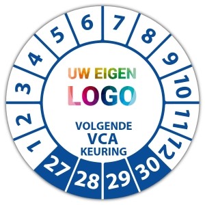 Keuringssticker volgende VCA keuring - Keuringsstickers op vel logo