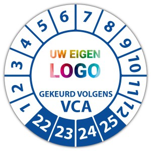 Keuringssticker gekeurd volgens VCA - Keuringsstickers op vel logo