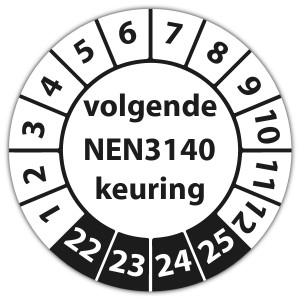 Keuringssticker volgende NEN 3140 keuring - Keuringsstickers NEN-normen