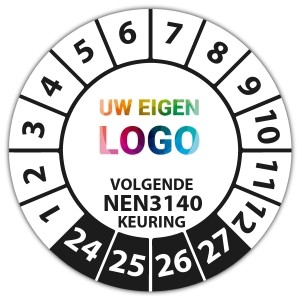 Keuringssticker volgende NEN 3140 keuring - Cobouw keuringsstickers actie logo