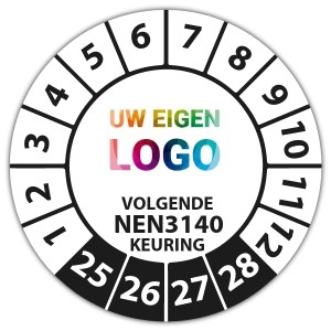 Keuringssticker "volgende NEN 3140 keuring" logo