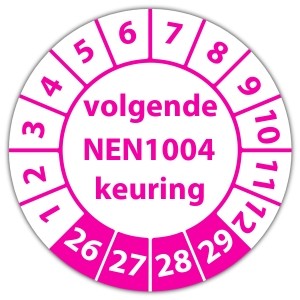 Keuringssticker volgende NEN 1004 keuring - Keuringsstickers NEN-normen