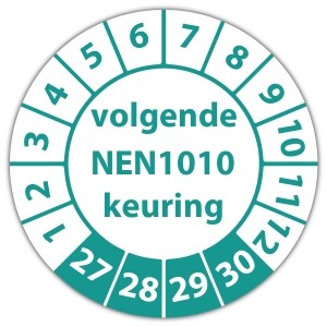 Keuringssticker volgende NEN 1010 keuring - PV stickers