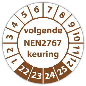 Keuringssticker "volgende NEN 2767 keuring"