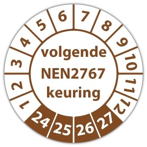 Keuringssticker volgende NEN 2767 keuring - Keuringsstickers op vel