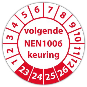 Keuringssticker volgende NEN 1006 keuring - Keuringsstickers op vel
