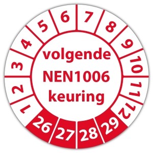 Keuringssticker volgende NEN 1006 keuring - Keuringsstickers NEN-normen