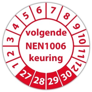 Keuringssticker volgende NEN 1006 keuring - Keuringsstickers op vel
