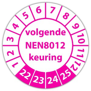 Keuringssticker volgende NEN 8012 keuring - Keuringsstickers op vel