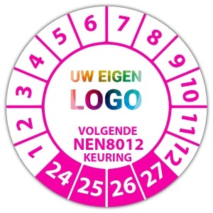 Keuringssticker volgende NEN 8012 keuring - Keuringsstickers NEN-normen logo