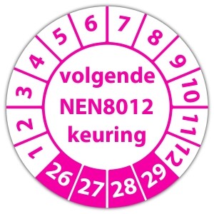 Keuringssticker volgende NEN 8012 keuring - Keuringsstickers NEN-normen