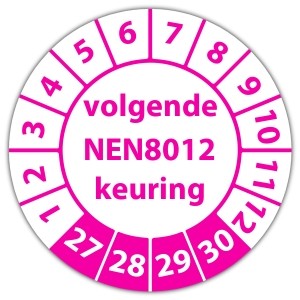 Keuringssticker volgende NEN 8012 keuring - Keuringsstickers op vel