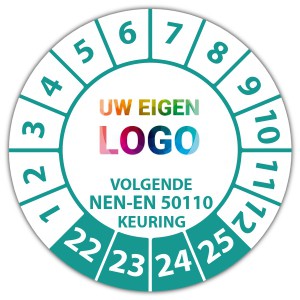 Keuringssticker volgende NEN-EN 50110 keuring - Keuringsstickers op vel logo