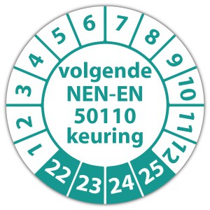 Keuringssticker "volgende NEN-EN 50110 keuring"