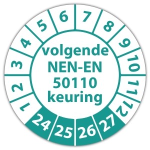 Keuringssticker volgende NEN-EN 50110 keuring - Keuringsstickers op vel
