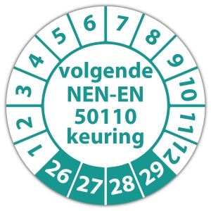 Keuringssticker volgende NEN-EN 50110 keuring - Keuringsstickers NEN-normen