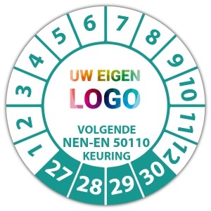 Keuringssticker volgende NEN-EN 50110 keuring - Keuringsstickers op vel logo