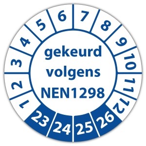 Keuringssticker gekeurd volgens NEN 1298 - Keuringsstickers op vel