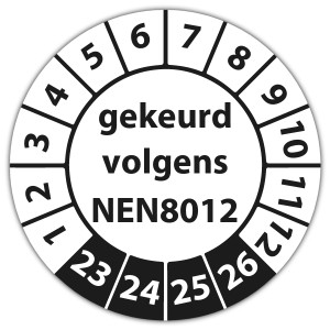 Keuringssticker gekeurd volgens NEN 8012 - Keuringsstickers op vel