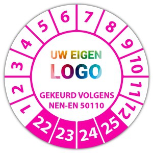 Keuringssticker "gekeurd volgens NEN-EN 50110" logo
