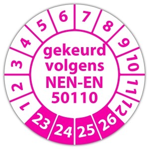 Keuringssticker gekeurd volgens NEN-EN 50110 - Keuringsstickers op vel