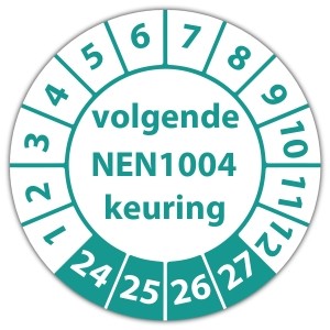 Keuringssticker volgende NEN 1004 keuring - Keuringsstickers op vel