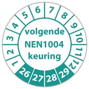 Keuringssticker volgende NEN 1004 keuring - Keuringsstickers op vel