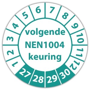 Keuringssticker volgende NEN 1004 keuring - Keuringsstickers op vel