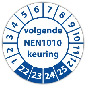 Keuringssticker volgende NEN 1010 keuring - Keuringsstickers NEN-normen