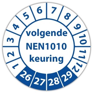 Keuringssticker volgende NEN 1010 keuring - Keuringsstickers op vel