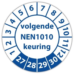 Keuringssticker volgende NEN 1010 keuring - Keuringsstickers op vel