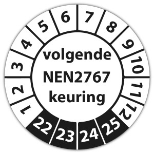 Keuringssticker "volgende NEN 2767 keuring"