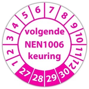 Keuringssticker volgende NEN 1006 keuring - Keuringsstickers op vel