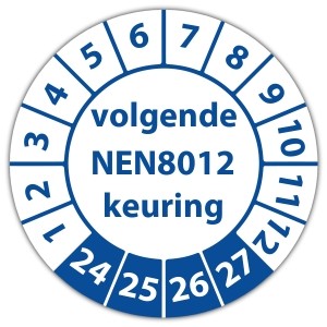 Keuringssticker volgende NEN 8012 keuring - Keuringsstickers op vel