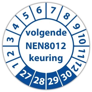 Keuringssticker volgende NEN 8012 keuring - Keuringsstickers op vel