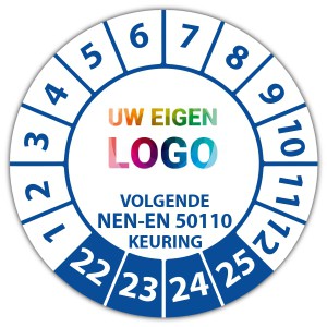 Keuringssticker "volgende NEN-EN 50110 keuring" logo