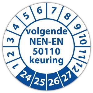 Keuringssticker volgende NEN-EN 50110 keuring op vel - Keuringsstickers op vel