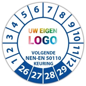 Keuringssticker volgende NEN-EN 50110 keuring - Keuringsstickers op vel logo