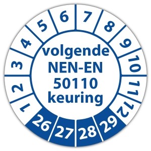 Keuringssticker volgende NEN-EN 50110 keuring - Keuringsstickers op vel