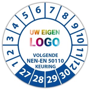 Keuringssticker volgende NEN-EN 50110 keuring - Keuringsstickers op vel logo
