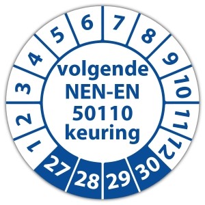 Keuringssticker volgende NEN-EN 50110 keuring - Keuringsstickers op vel