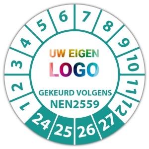 Keuringssticker gekeurd volgens NEN 2559 - Keuringsstickers op vel logo
